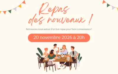 Repas des nouveaux arrivants : vendredi 20 novembre 2026 à 20h